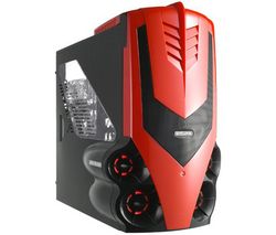 AEROCOOL PC skrinka Syclone - cervenočierna + Čistiaci stlačený plyn 335 ml + Zásobník 100 navlhčených utierok + Čistiaca pena pre obrazovky a klávesnice 150 ml