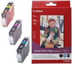 CANON Sada atramentových náplní CLI-8 - Azúrová, Purpurová, Žltá + fotopapier 10x15 - 170 g/m