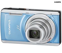 OLYMPUS ľ[mju:]  7040 - blue + Ultra Compact PIX leather case + 4 GB SDHC Memory Card