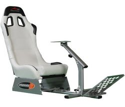 PLAYSEATS Hrácske kreslo A1GP - biele + Doska na upevnenie volantu + Ochranný potah 40000 - čierny + Seat Slider + Držiak na rýchlostnú páku G25