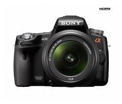 SONY Alpha  a (alpha) SLT-A33L - Digital camera - SLR - 14.2 Mpix -  DT 18-55mm lens - optical zoom: 3 x - supported memory: SD, MS PRO Duo, SDXC, SDHC, MS PRO-HG Duo + Ruksak Expert Shot Digital - čierny/oranžový  + Pamäťová karta SDHC 16 GB + Bat