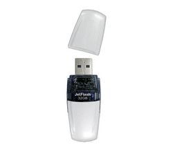 TRANSCEND Kľúč USB JetFlash V20 32 GB - čierna & biela + Hub 4 porty USB 2.0